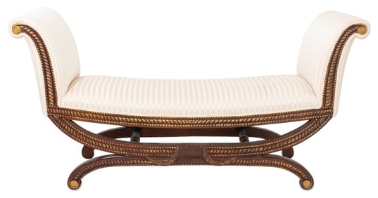 Anglo-Indian Style Mahogany Window Seat