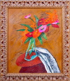 Herbert Katzman Floral Still Life Oil on Board