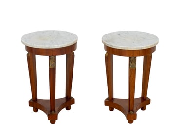 French Empire Style Marble Top Gueridons, Pair