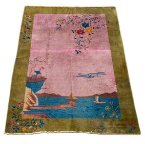Nichols Chinese Art Deco Seascape Rug, 6' x 8' 6"