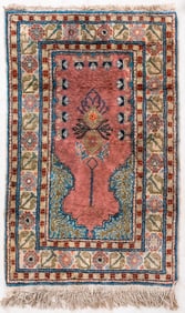 Turkish Kayseri Silk Prayer Rug, 3.25' x 2'