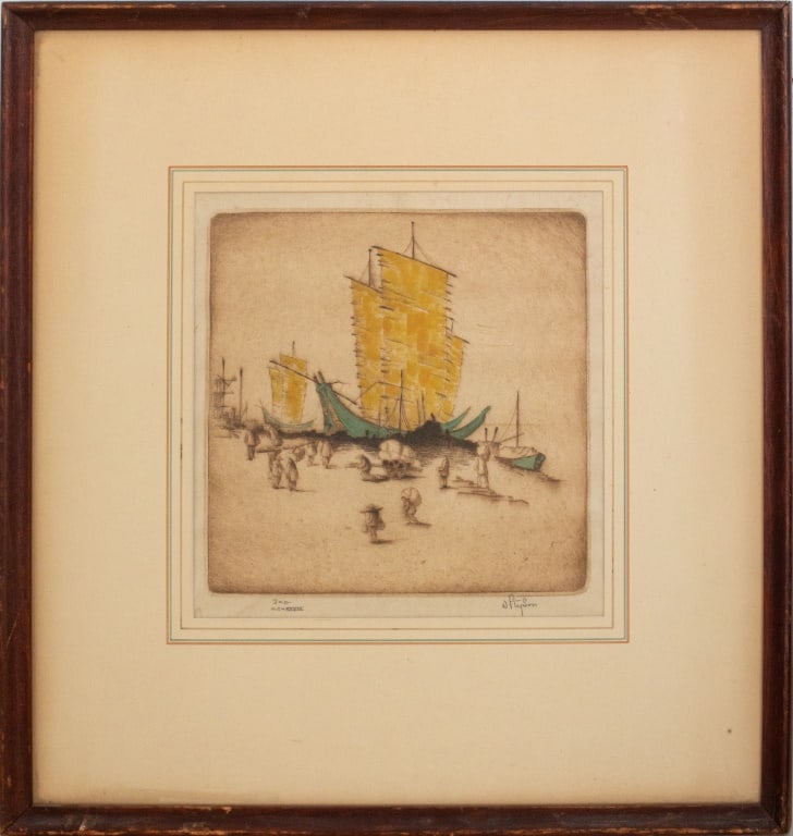 D. Potter Tyson "Junks & Coolies" Etching, 1928 (1 of 10)