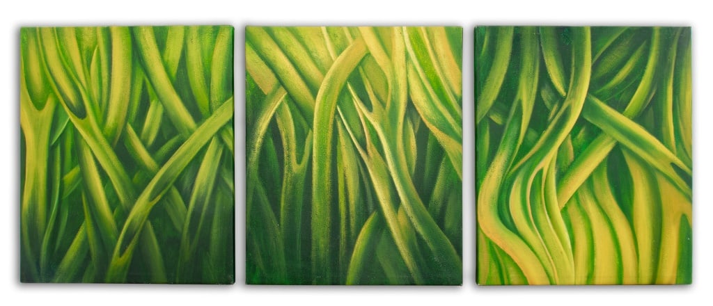 Kathy Pang Abstract Composition Triptych Acrylic (1 of 3)