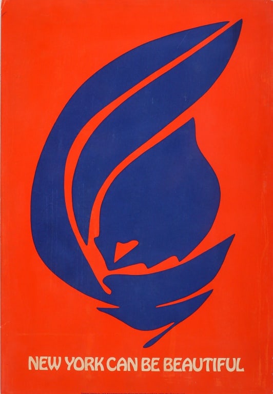 Jack Youngerman "New York Can Be Beautiful" Poster: Jack Albert Youngerman (American, 1926-2020), "New York Can Be Beautiful", Poster in Colors, 1971, mounted on board, unframed. 29.5" H x 20.25" W x 2" D. Provenance: From a New York City Collection. K