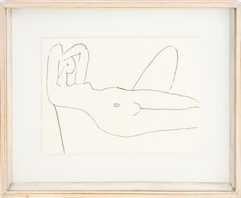 Roger Hilton Reclining Nude Conte Crayon on Paper