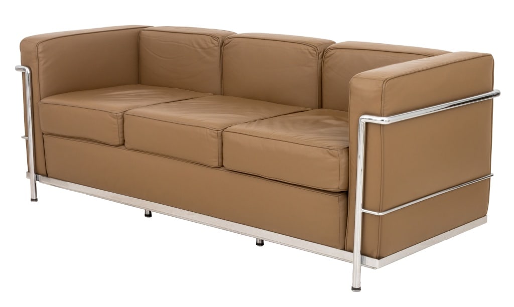 Le Corbusier "LC3" Style Leather & Chrome Sofa (1 of 9)