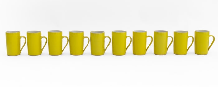 Rupert Spira Yellow Glazed Stoneware Cups, 10