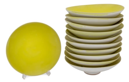 Rupert Spira Yellow Glazed Stoneware Bowls, 11