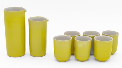 Rupert Spira Yellow Glazed Stoneware Sake Set, 8
