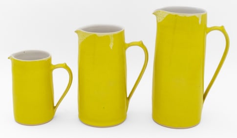 Rupert Spira Yellow Glazed Stoneware Pitchers, 3