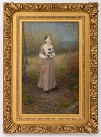 George Henry Boughton "Autumn" Oil on Canvas