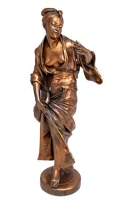 Alfred Lanson "Geisha" Patinated Bronze Sculpture