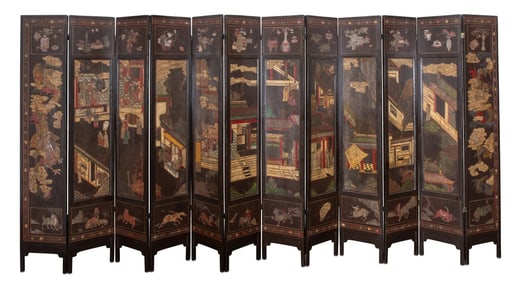 Chinese Coromandel 12-Panel Floor Screen