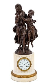 Mathurin Moreau Bronze & Marble Figural Clock