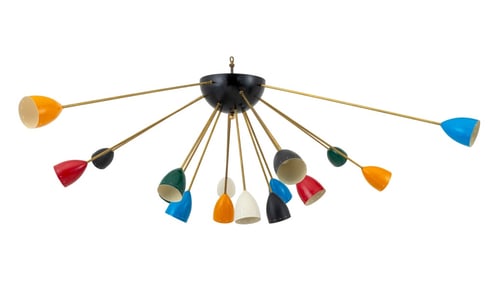 Stilnovo Style Brass Sputnik Chandelier
