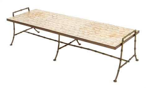 Billy Haines Style Capiz Shell & Brass Low Table