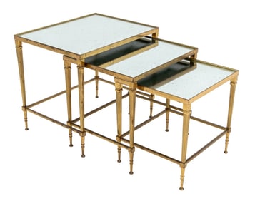 Maison Jansen Mirror Top Nesting Tables, 3