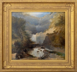 Hudson River School Katterskill Fall Oil, ca. 1850