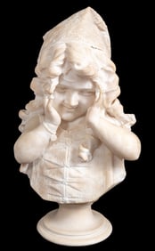 Emilio Fiaschi Neapolitan Girl Alabaster Bust
