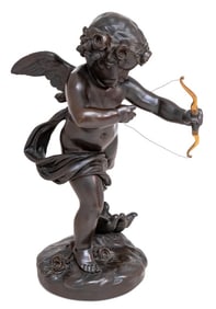 Jean-Antoine Houdon "Cupid" Patinated Bronze