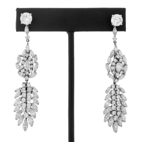 14K White Gold Diamond Pendant Earrings