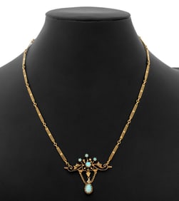 14K Yellow Gold Opal Necklace