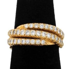 18K Yellow Gold Diamond Triple Shank Ring