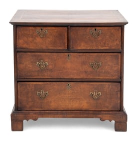George II Walnut and Featherbanded Chest of Drawers