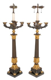 Restauration Ormolu and Bronze Candelabra, Pair