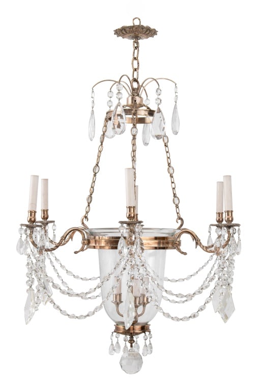 Regency Style Bell Jar 6-Arm Crystal Chandelier (1 of 4)