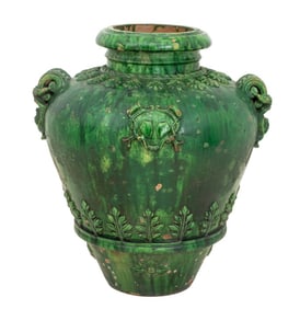 Italian Green Glazed Terracotta Vase