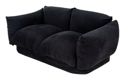 Mario Bellini Style Black Two-Seat Sofa