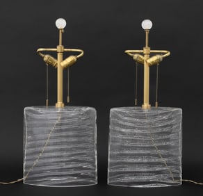 Donghia Murano Tapered Glass Table Lamps, Pair
