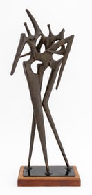 Brutalist Embracing Couple Bronze Sculpture