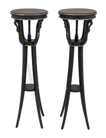 Empire Style Ebonized & Giltwood Pedestals, 2