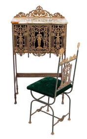 Oscar Bach Gothic Revival Telephone Table & Chair