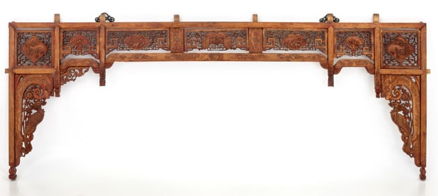 Chinese Red Lacquered Wood Architectural Element