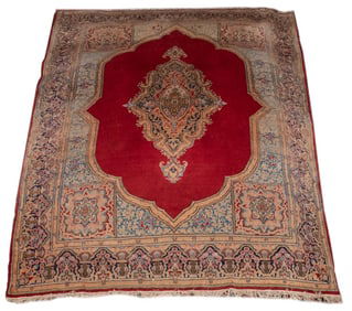 Persian Kerman Floral Medallion Carpet, 12' x 8'