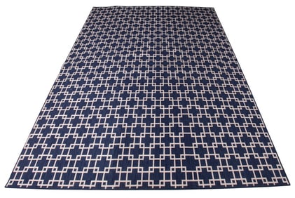 Stark Blue & White Geometric Carpet, 12' x 10'