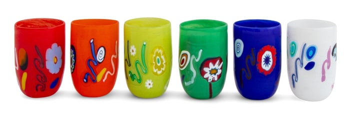 Laguna B Murano Murrine Art Glass Cups, 6