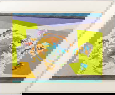 Seong Moy "Montego Bay" Lithograph in Colors, 1968: Seong Moy (Chinese/American, 1921-2023), "Montego Bay", Lithograph in Colors, 1968, marked "AP" and numbered edition "8/10", signed in pencil and dated lower right, silver-tone frame. Image: 20" H x 2