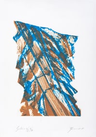 Illegibly Signed Abstraction Lithograph, 1968