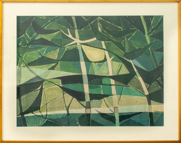 Shinichi Takahashi "Among the Trees" Woodblock