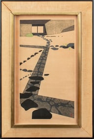 Hodaka Yoshida "Tea House" Woodblock Print, 1956