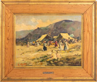 Marcel Martin "Marche Plaza de ..." Oil on Canvas