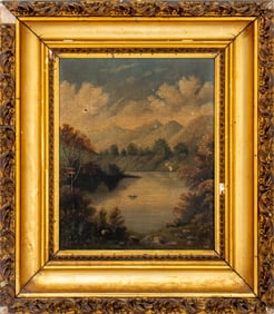 American School Landscape Oil on Canvas, 19th C.