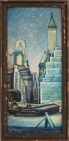 Illegibly Signed New York City Skyline Oil