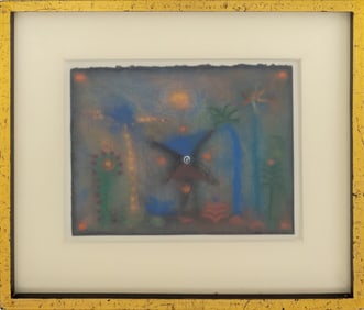 Illegibly Signed Surrealist Composition Pastel