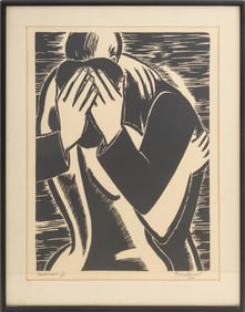 Frans Masereel "Tendrement" Woodcut, 1954