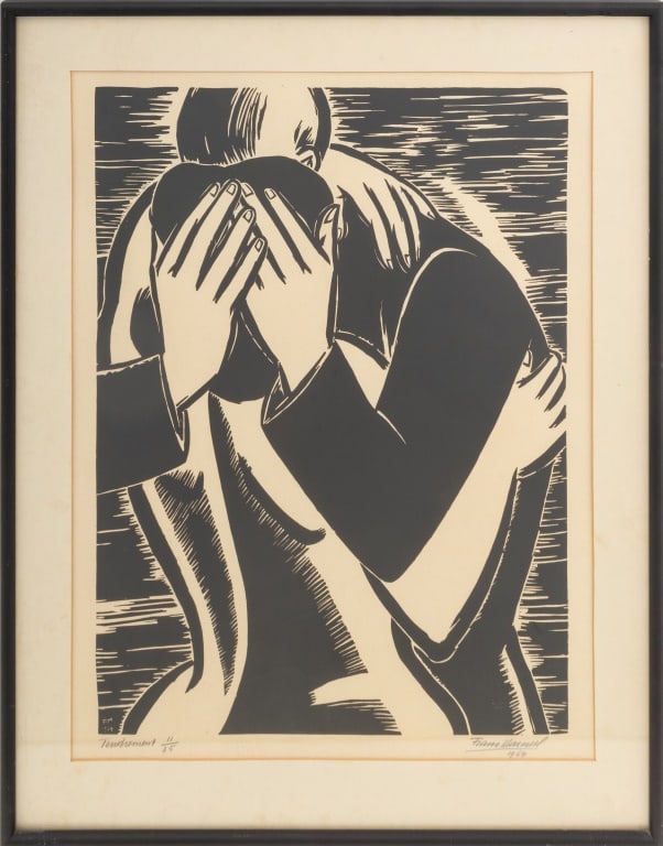 Frans Masereel "Tendrement" Woodcut, 1954 (1 of 6)